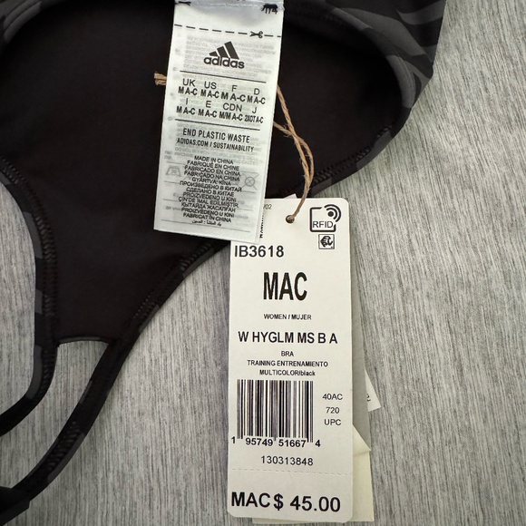 NWT Adidas Zebra Sports Bra - Picture 2 of 3